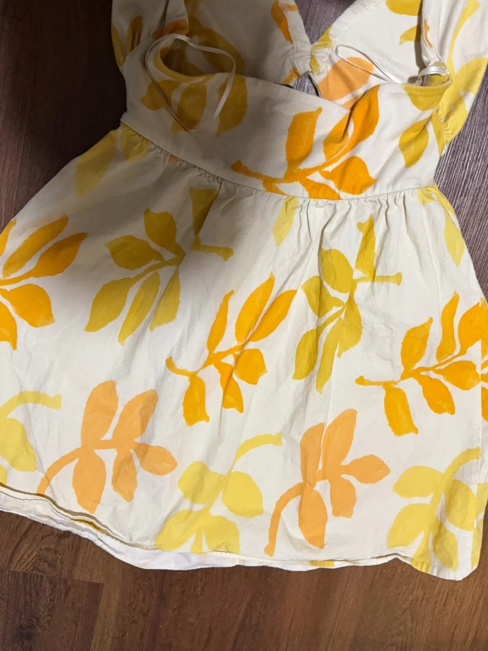 Zara Orange and Yellow Mini Halter Dress floral cutout summer casual resort $78
